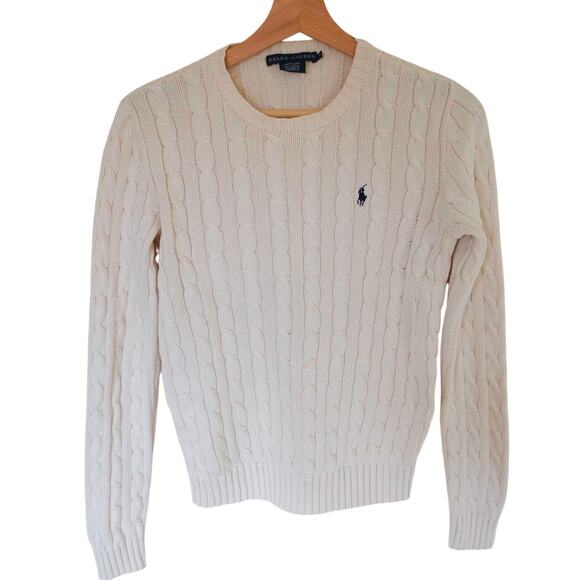 Ralph Lauren Sweaters - Ralph Lauren Cream Cotton Cable Knit Sweater Size Medium